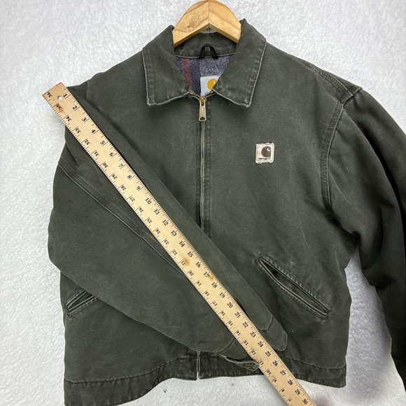 Carhartt Detroit Jacket Blanket Lined Mens Large J146 MOS Moss Green - Picture 8 of 11